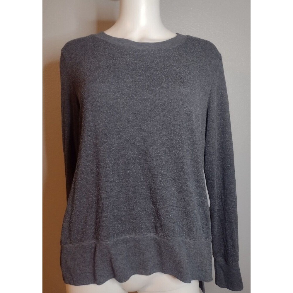 Alo Yoga Women's Sweatshirt Medium Gray Asymmetrical Slits Activewear S1